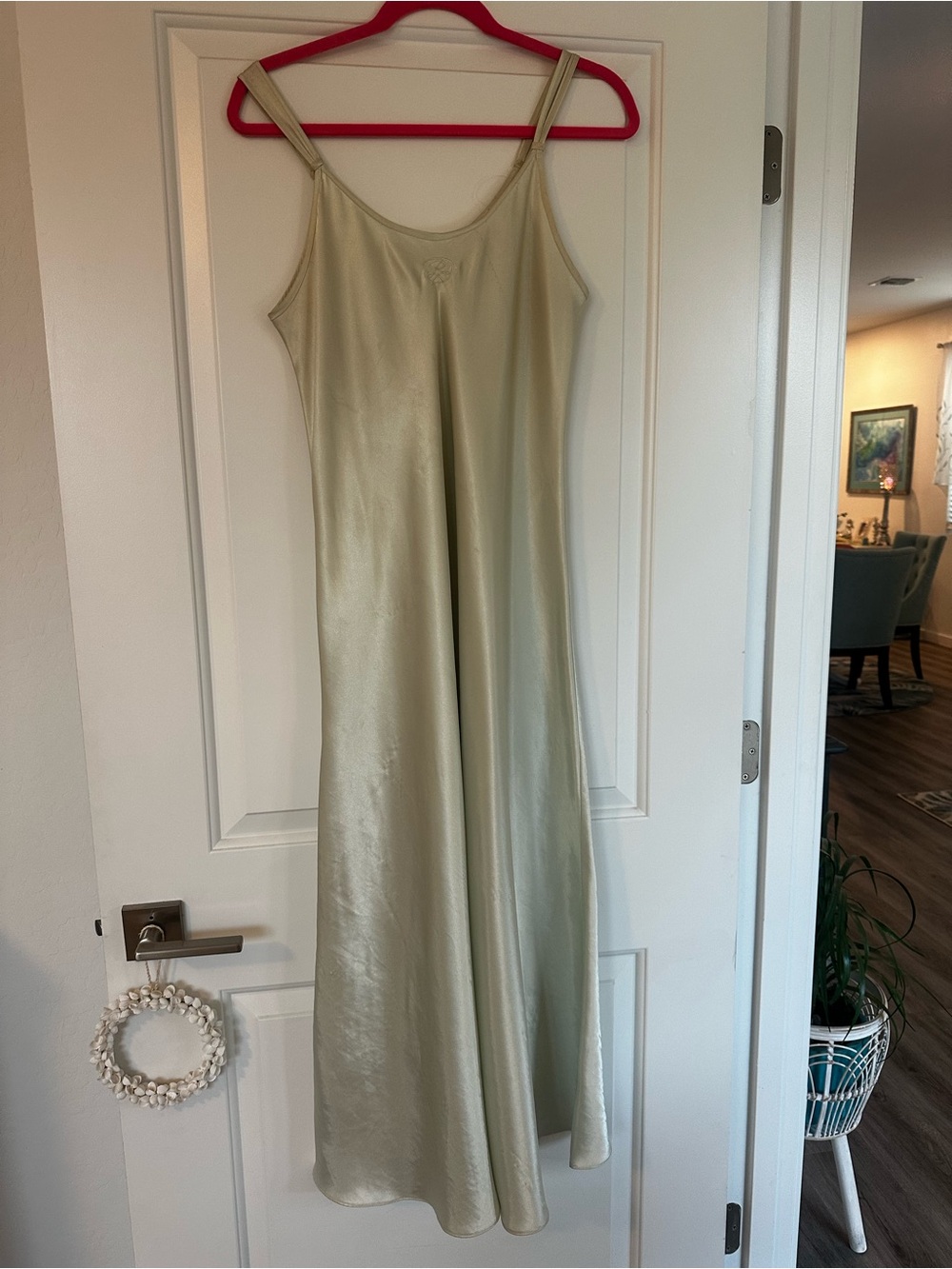 Oscar de la Renta Women's Satin Maxi Slip Dress in Pale Sage